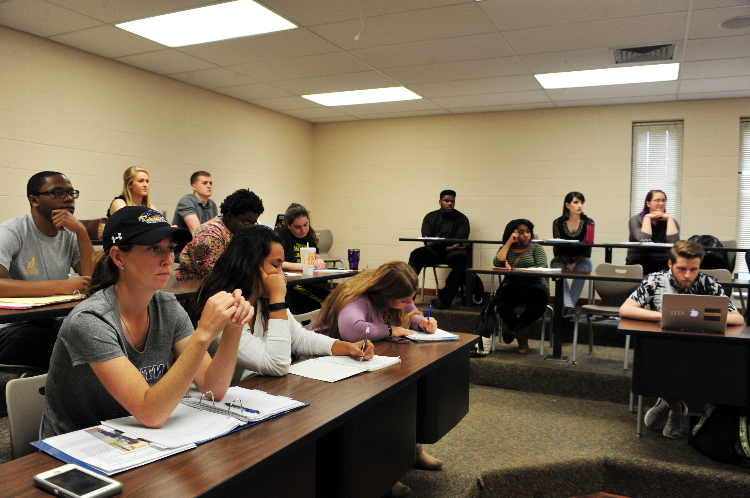 Montevallo students listening to a presentation.